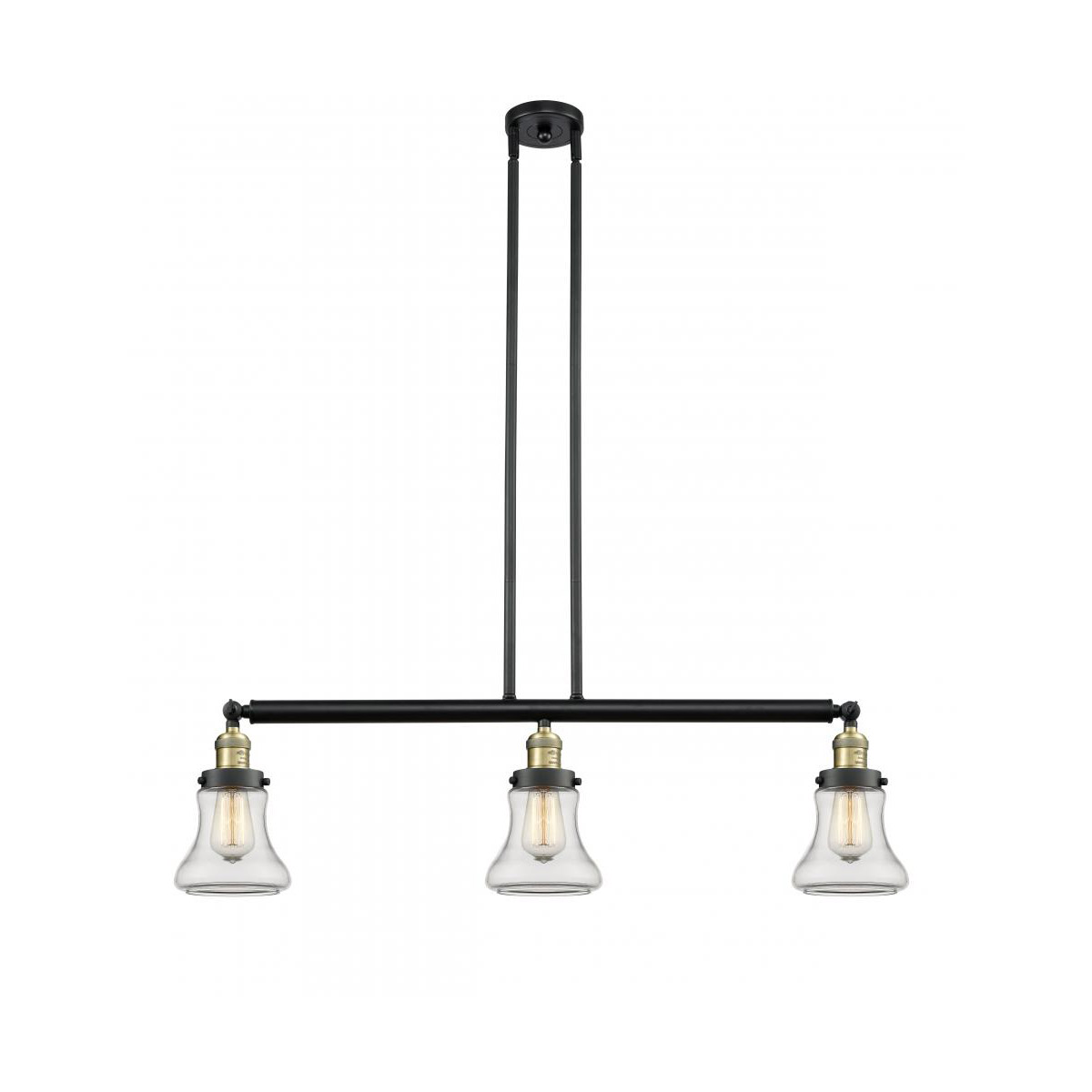 Innovations Lighting 213-BAB-G192 Franklin Restoration Bellmont 3 Light 39 inch Black Antique Brass Island Light Ceiling Light in Clear Glass, Frankli