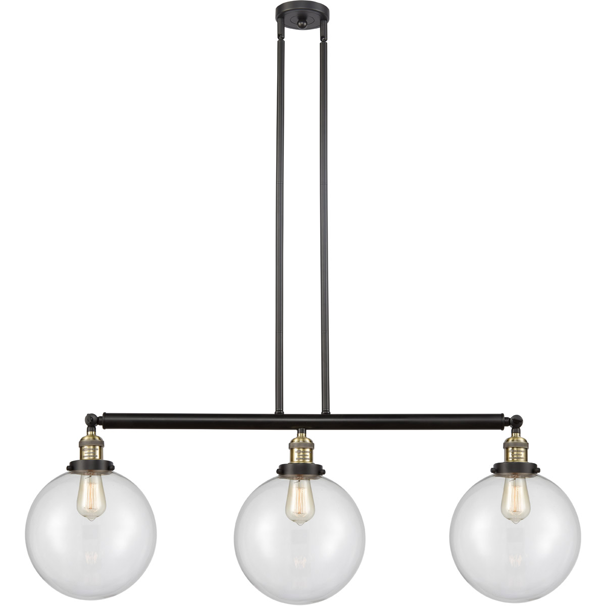 Innovations Lighting 213-BAB-G202-10 Franklin Restoration X-Large Beacon 3 Light 42 inch Black Antique Brass Island Light Ceiling Light in Clear Glass