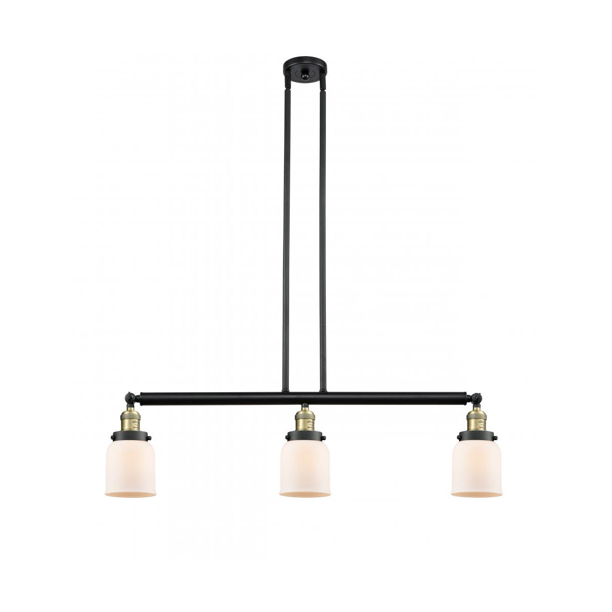 Innovations Lighting 213-BAB-G51 Franklin Restoration Small Bell 3 Light 38 inch Black Antique Brass Island Light Ceiling Light in Matte White Glass,