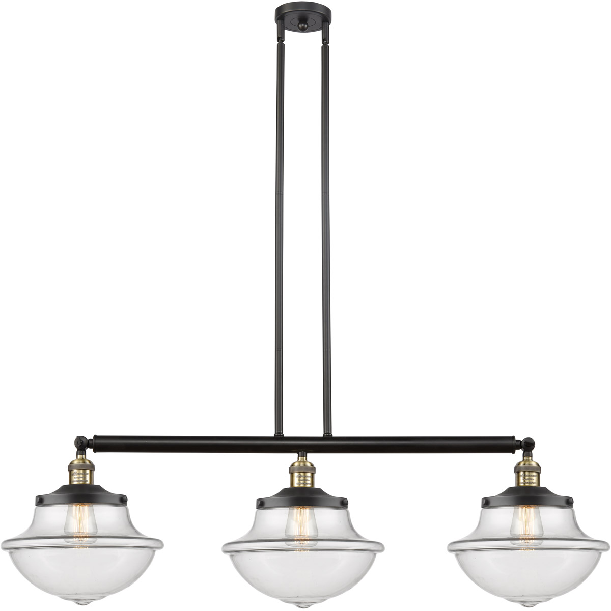 Innovations Lighting 213-BAB-G542 Franklin Restoration Large Oxford 3 Light 42 inch Black Antique Brass Island Light Ceiling Light in Clear Glass, Fra