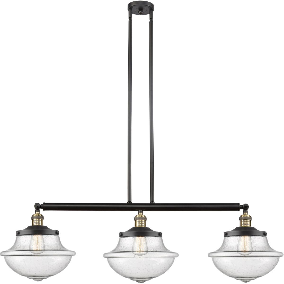 Innovations Lighting 213-BAB-G544-LED Franklin Restoration Large Oxford LED 42 inch Black Antique Brass Island Light Ceiling Light in Seedy Glass, Fra