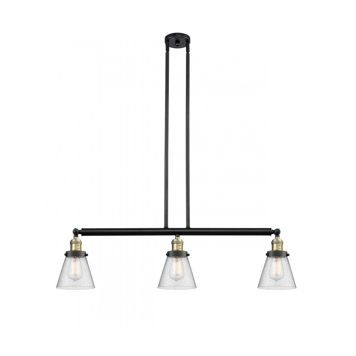Innovations Lighting 213-BAB-G64-LED Franklin Restoration Small Cone LED 39 inch Black Antique Brass Island Light Ceiling Light in Seedy Glass, Frankl