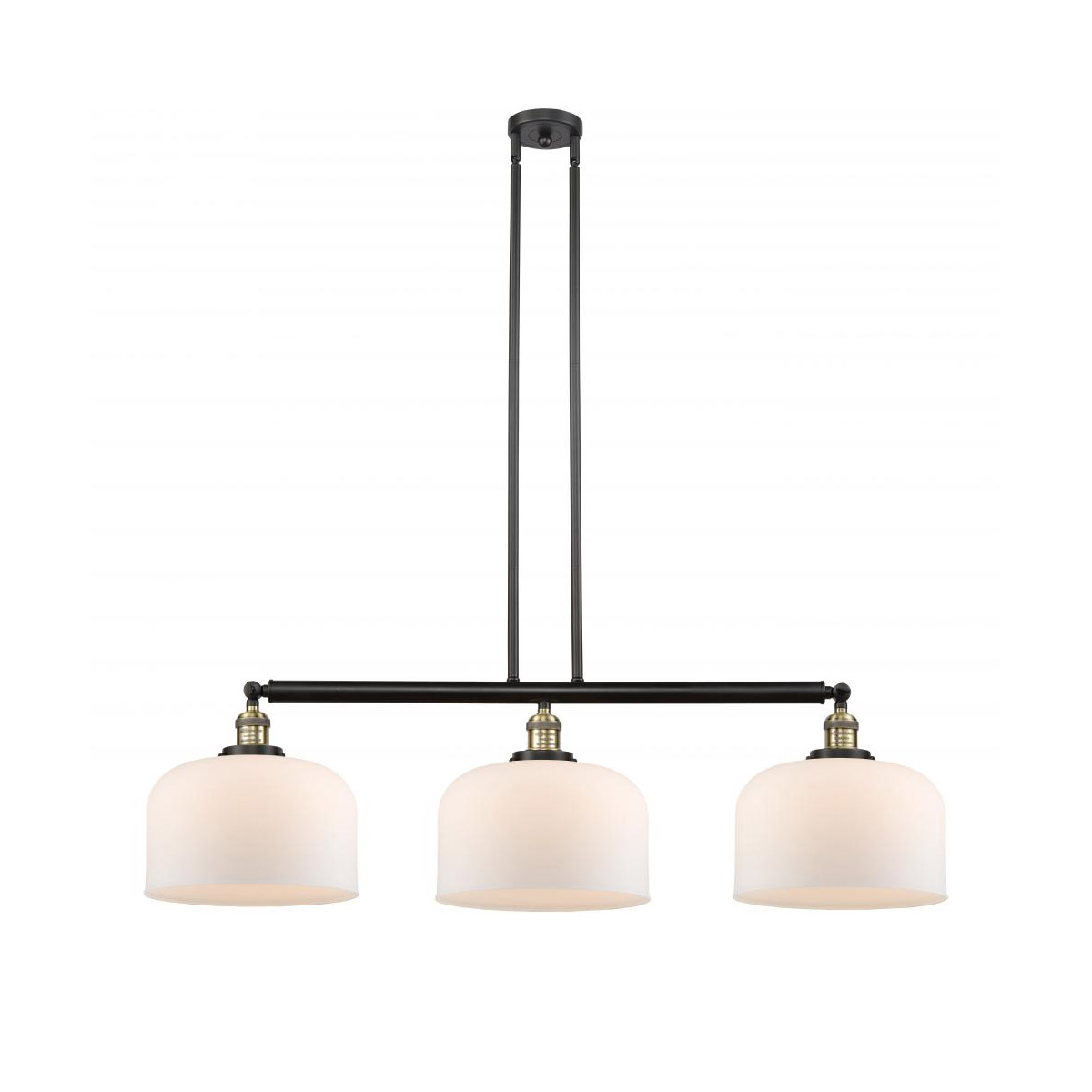 Innovations Lighting 213-BAB-G71-L-LED Franklin Restoration X-Large Bell LED 42 inch Black Antique Brass Island Light Ceiling Light in Matte White Gla