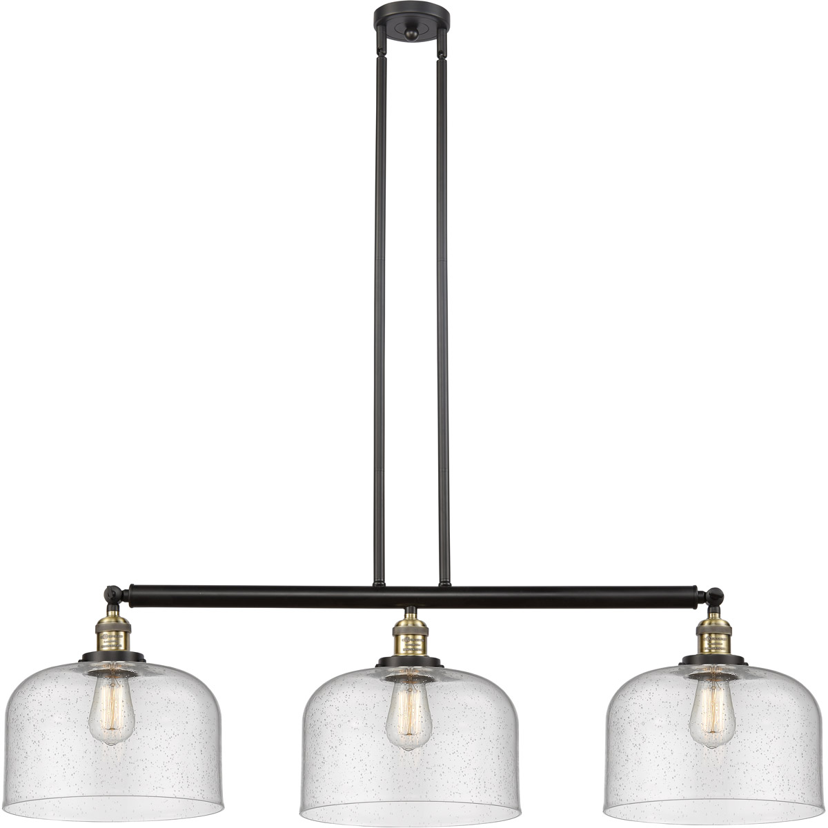 Innovations Lighting 213-BAB-G74-L-LED Franklin Restoration X-Large Bell LED 42 inch Black Antique Brass Island Light Ceiling Light in Seedy Glass, Fr