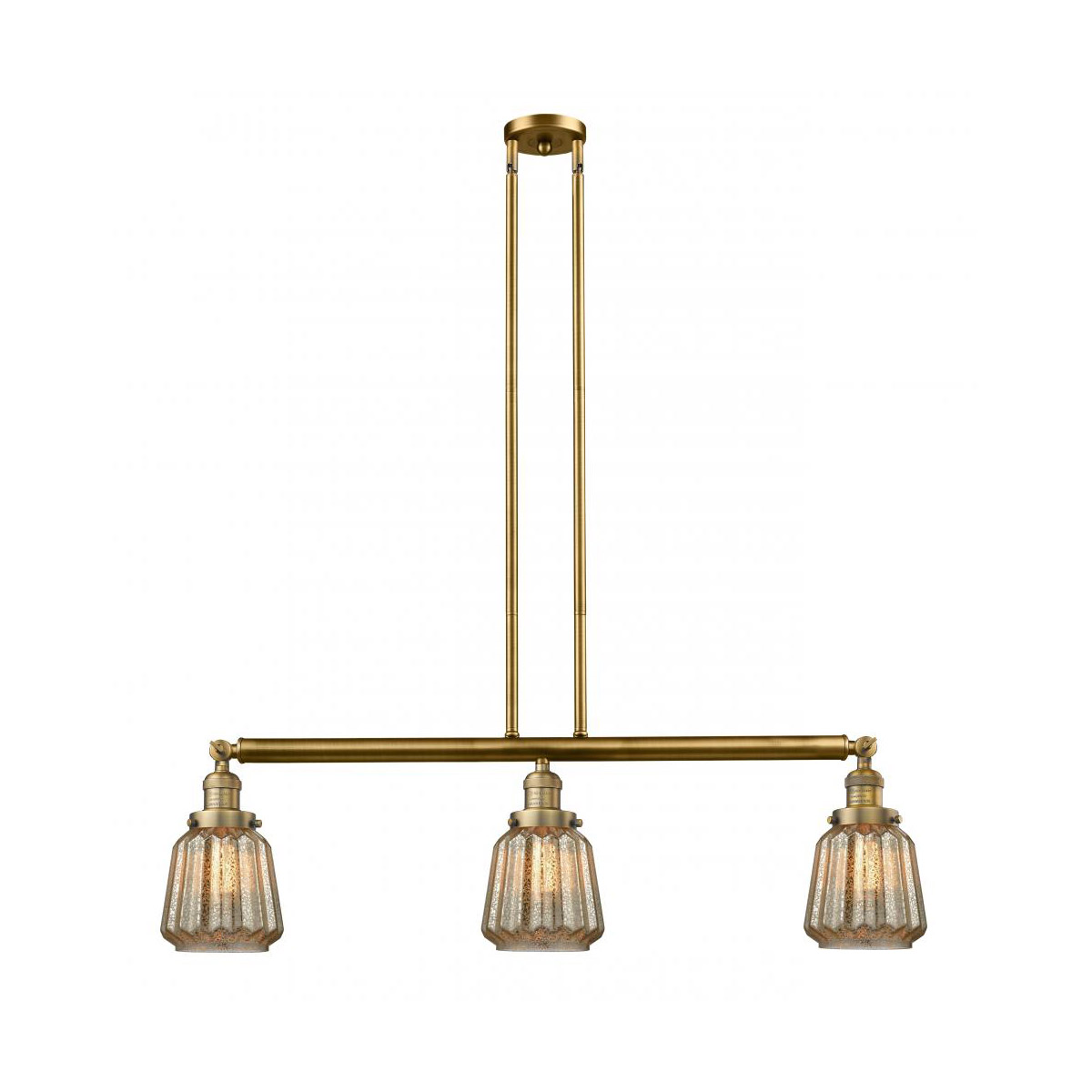 Innovations Lighting 213-BB-G146-LED Franklin Restoration Chatham LED 39 inch Brushed Brass Island Light Ceiling Light in Mercury Glass, Franklin Rest
