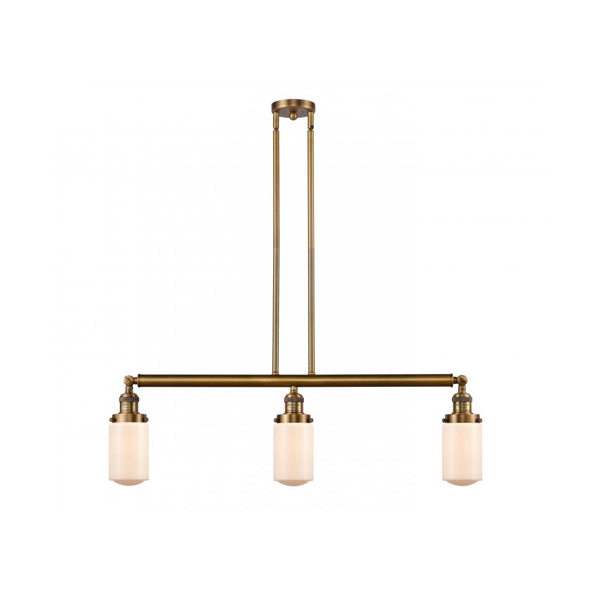 Innovations Lighting 213-BB-G311-LED Franklin Restoration Dover LED 37 inch Brushed Brass Island Light Ceiling Light in Matte White Glass, Franklin Re