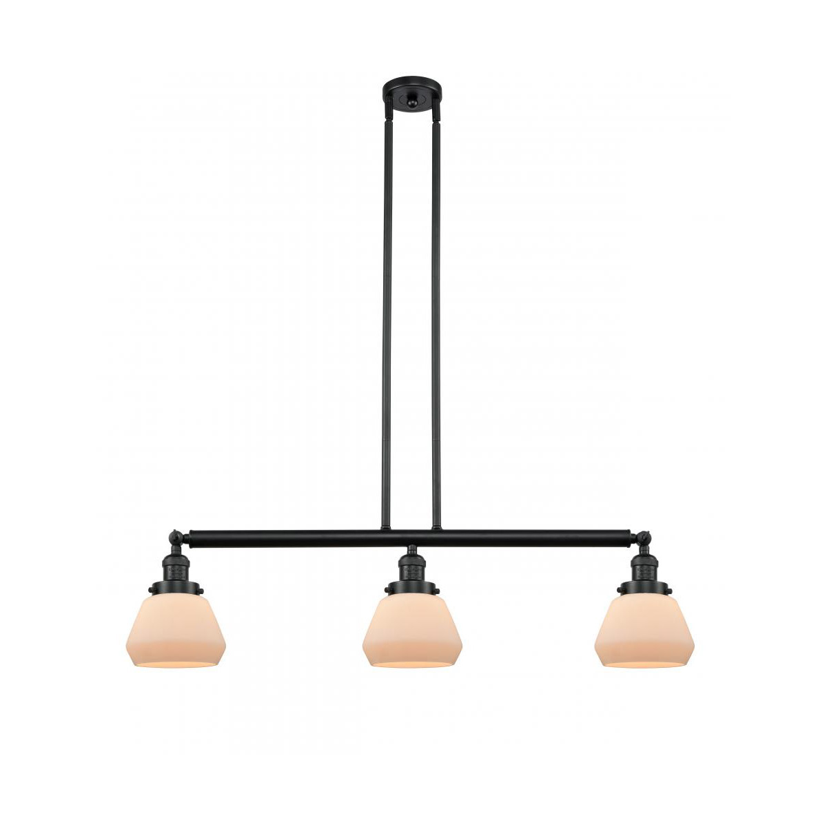 Innovations Lighting 213-BK-G171 Franklin Restoration Fulton 3 Light 39 inch Matte Black Island Light Ceiling Light in Matte White Glass, Franklin Res