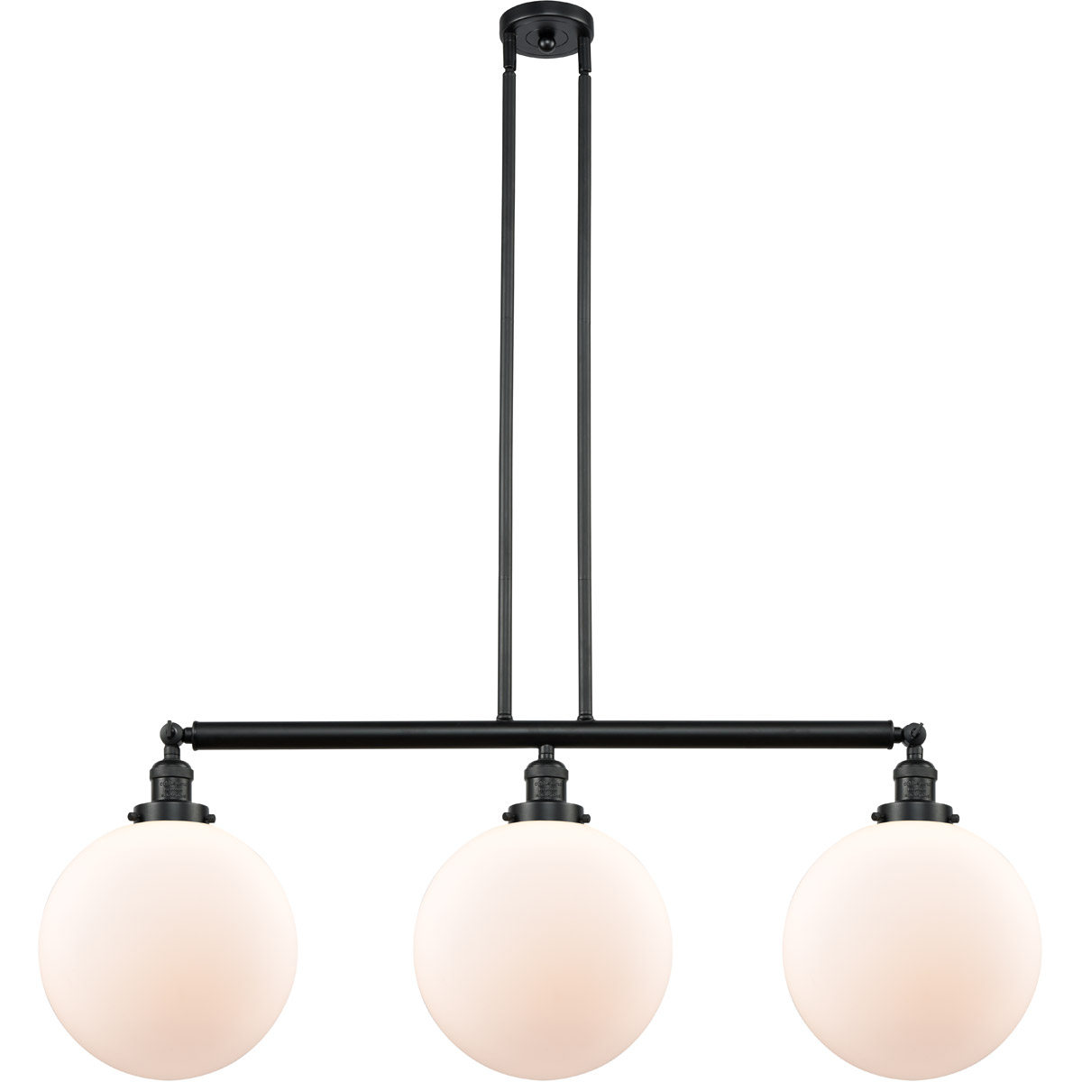 Innovations Lighting 213-BK-G201-12-LED Franklin Restoration XX-Large Beacon LED 44 inch Matte Black Island Light Ceiling Light in Matte White Glass,