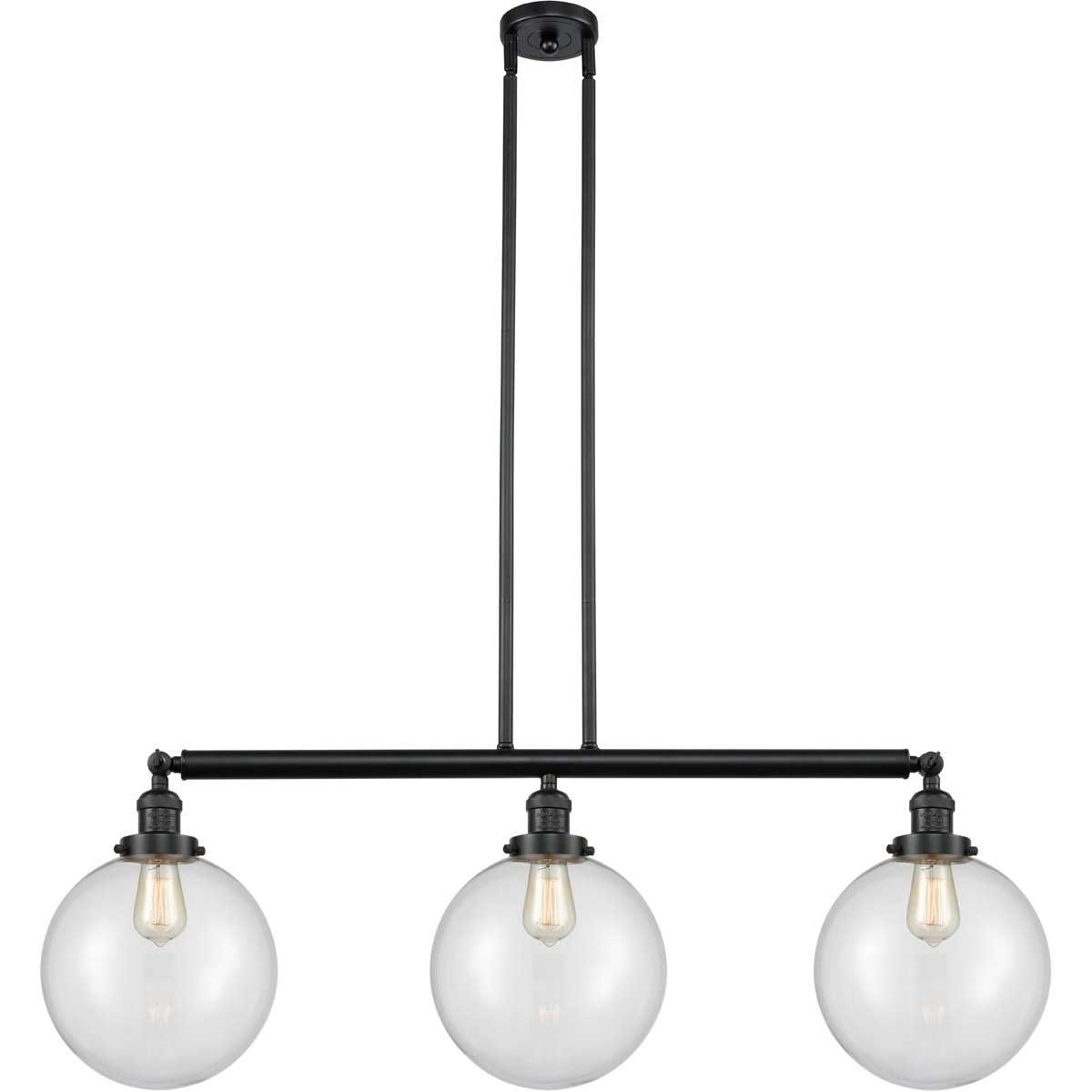 Innovations Lighting 213-BK-G202-10-LED Franklin Restoration X-Large Beacon LED 42 inch Matte Black Island Light Ceiling Light in Clear Glass, Frankli