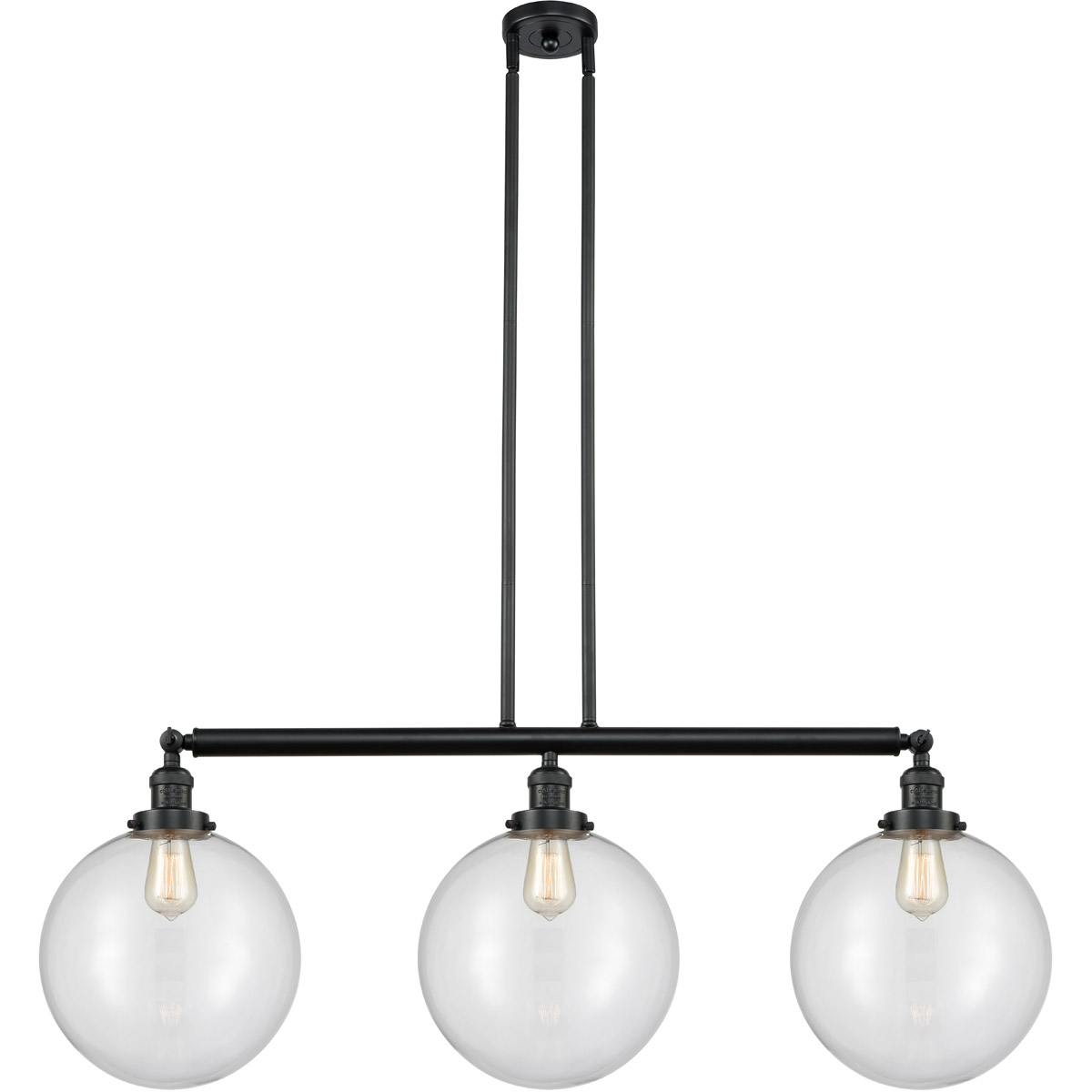 Innovations Lighting 213-BK-G202-12-LED Franklin Restoration XX-Large Beacon LED 44 inch Matte Black Island Light Ceiling Light in Clear Glass, Frankl