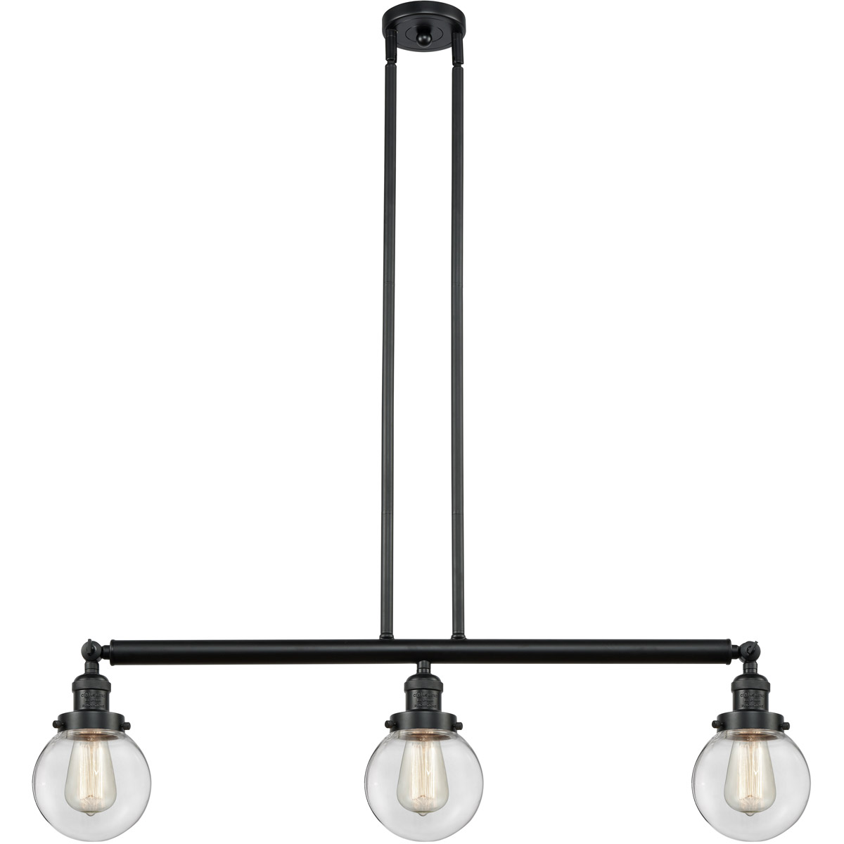 Innovations Lighting 213-BK-G202-6-LED Franklin Restoration Beacon LED 38.5 inch Matte Black Island Light Ceiling Light in Clear Glass, Franklin Resto