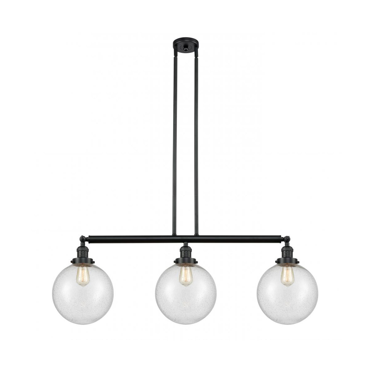 Innovations Lighting 213-BK-G204-10-LED Franklin Restoration X-Large Beacon LED 42 inch Matte Black Island Light Ceiling Light in Seedy Glass, Frankli