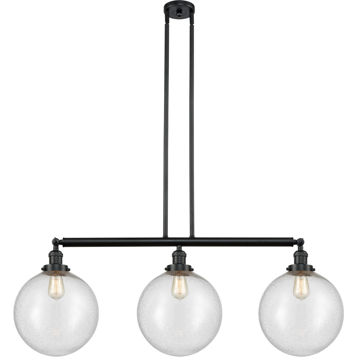 Innovations Lighting 213-BK-G204-12-LED Franklin Restoration XX-Large Beacon LED 44 inch Matte Black Island Light Ceiling Light in Seedy Glass, Frankl