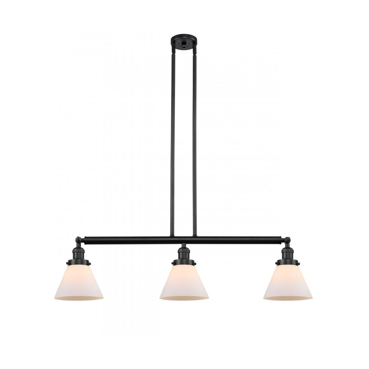 Innovations Lighting 213-BK-G41-LED Franklin Restoration Large Cone LED 40 inch Matte Black Island Light Ceiling Light in Matte White Glass, Franklin 
