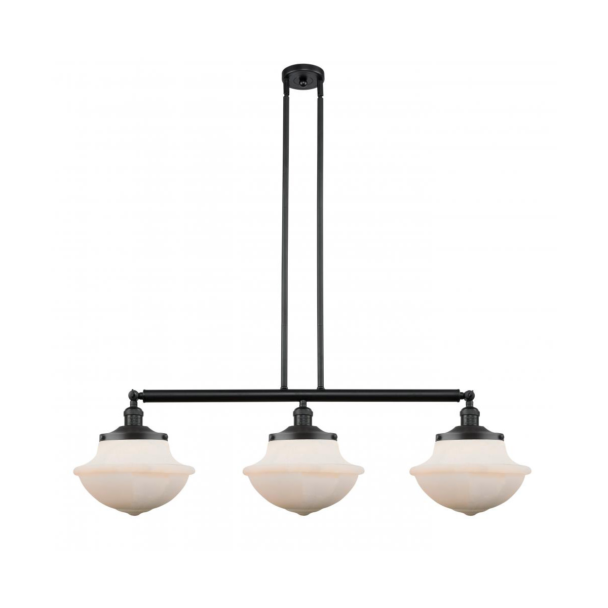 Innovations Lighting 213-BK-G541 Franklin Restoration Large Oxford 3 Light 42 inch Matte Black Island Light Ceiling Light in Matte White Glass, Frankl