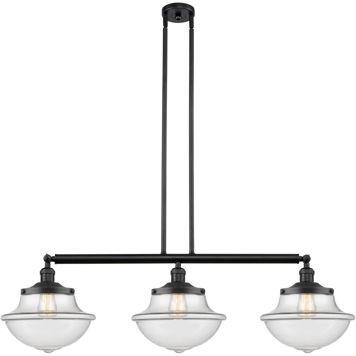 Innovations Lighting 213-BK-G542 Franklin Restoration Large Oxford 3 Light 42 inch Matte Black Island Light Ceiling Light in Clear Glass, Franklin Res