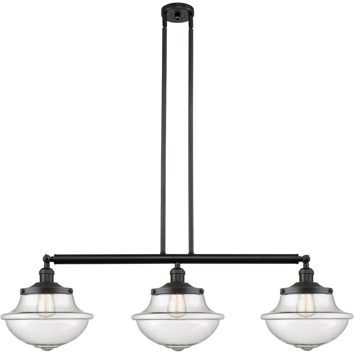 Innovations Lighting 213-BK-G544-LED Franklin Restoration Large Oxford LED 42 inch Matte Black Island Light Ceiling Light in Seedy Glass, Franklin Res