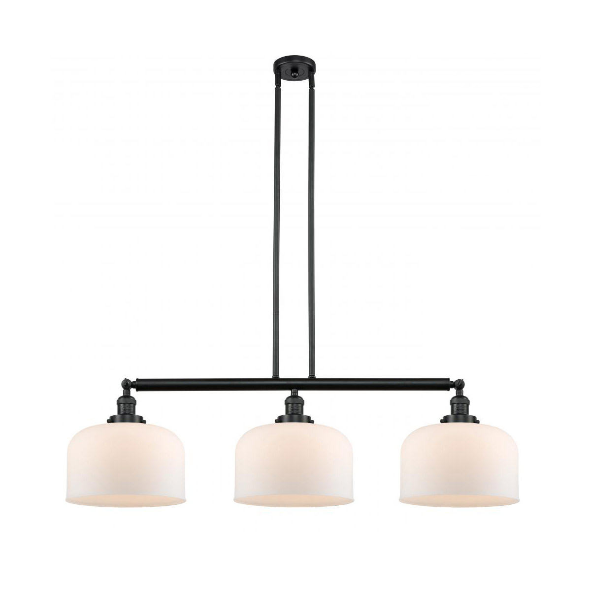 Innovations Lighting 213-BK-G71-L-LED Franklin Restoration X-Large Bell LED 42 inch Matte Black Island Light Ceiling Light in Matte White Glass, Frank