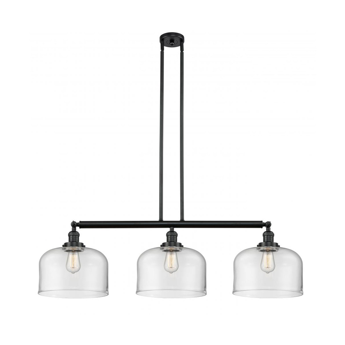 Innovations Lighting 213-BK-G72-L Franklin Restoration X-Large Bell 3 Light 42 inch Matte Black Island Light Ceiling Light in Clear Glass, Franklin Re