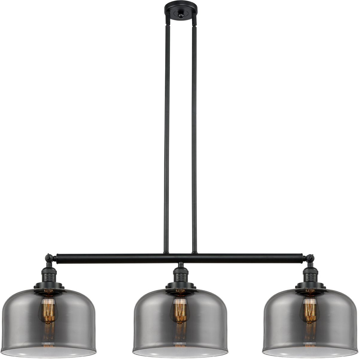 Innovations Lighting 213-BK-G73-L-LED Franklin Restoration X-Large Bell LED 42 inch Matte Black Island Light Ceiling Light in Plated Smoke Glass, Fran