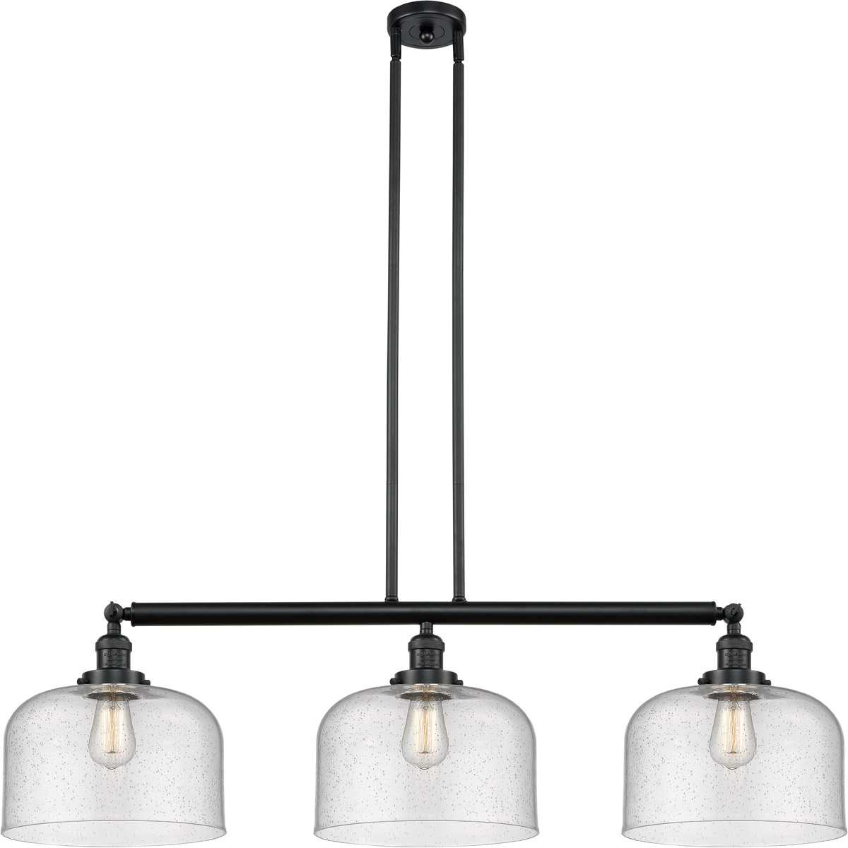 Innovations Lighting 213-BK-G74-L-LED Franklin Restoration X-Large Bell LED 42 inch Matte Black Island Light Ceiling Light in Seedy Glass, Franklin Re