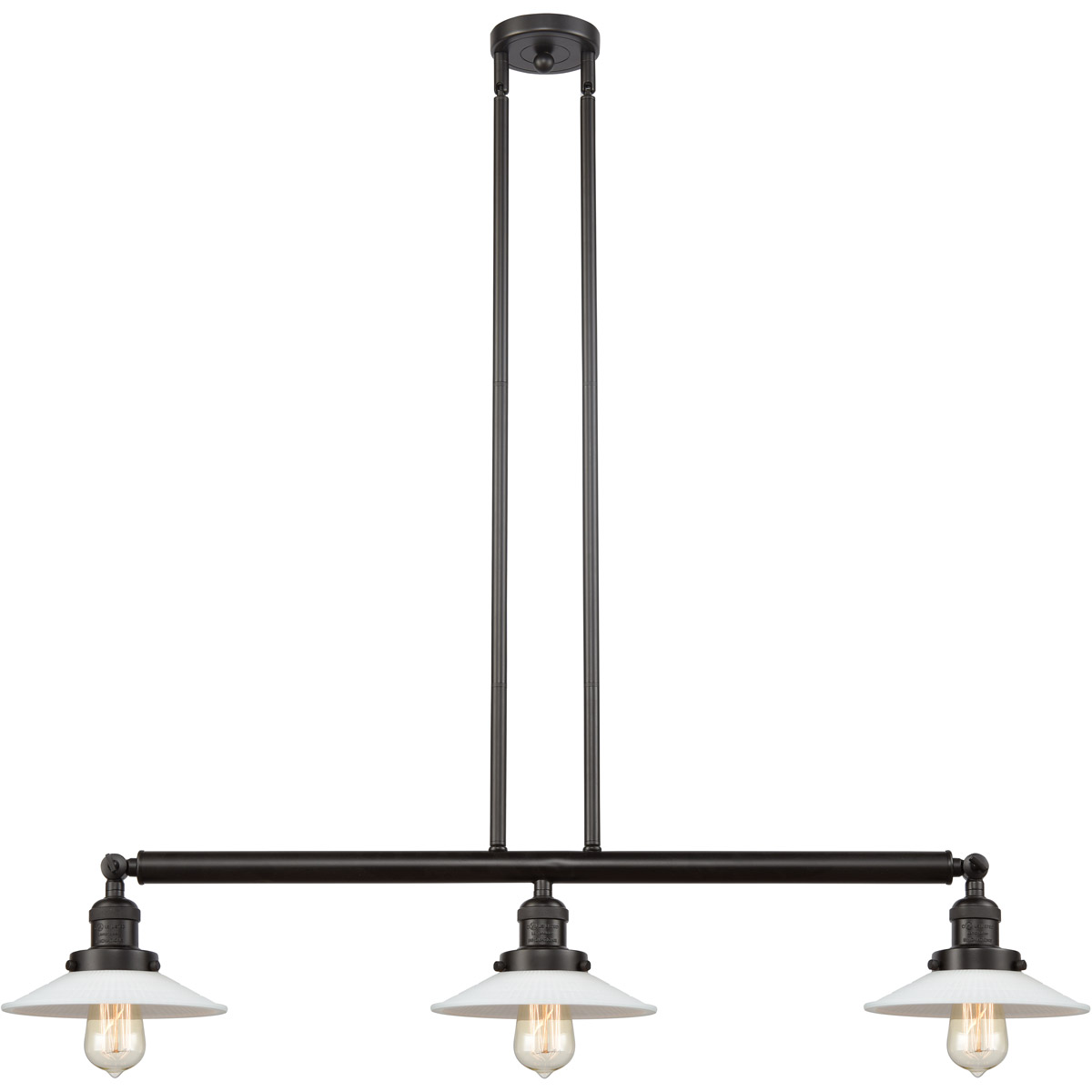 Innovations Lighting 213-OB-G1-LED Franklin Restoration Halophane LED 41 inch Oil Rubbed Bronze Island Light Ceiling Light in Matte White Halophane Gl