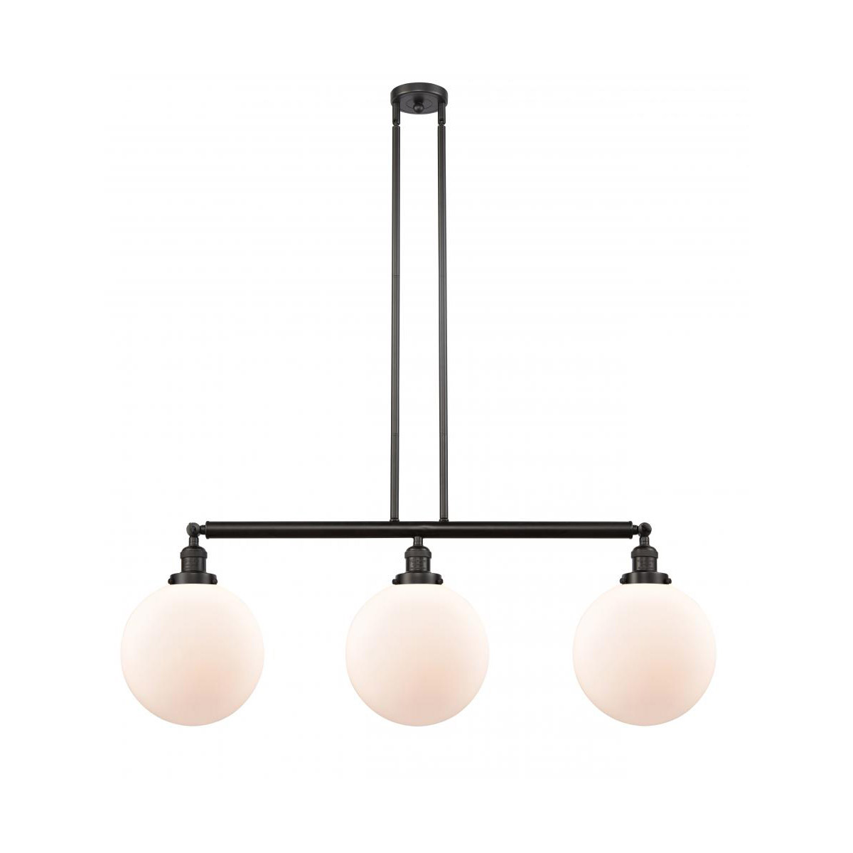 Innovations Lighting 213-OB-G201-10 Franklin Restoration X-Large Beacon 3 Light 42 inch Oil Rubbed Bronze Island Light Ceiling Light in Matte White Gl