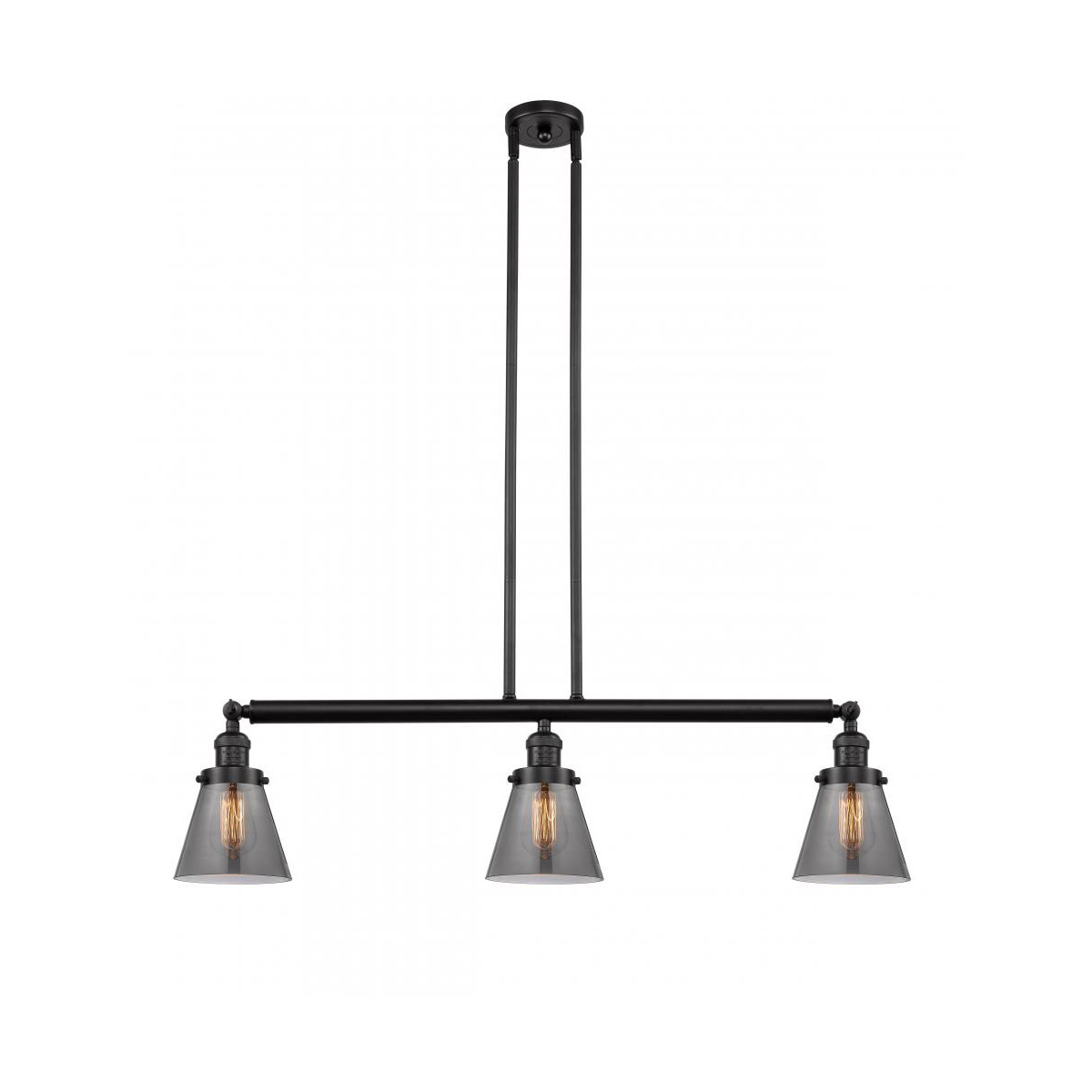 Innovations Lighting 213-OB-G63-LED Franklin Restoration Small Cone LED 39 inch Oil Rubbed Bronze Island Light Ceiling Light in Plated Smoke Glass, Fr