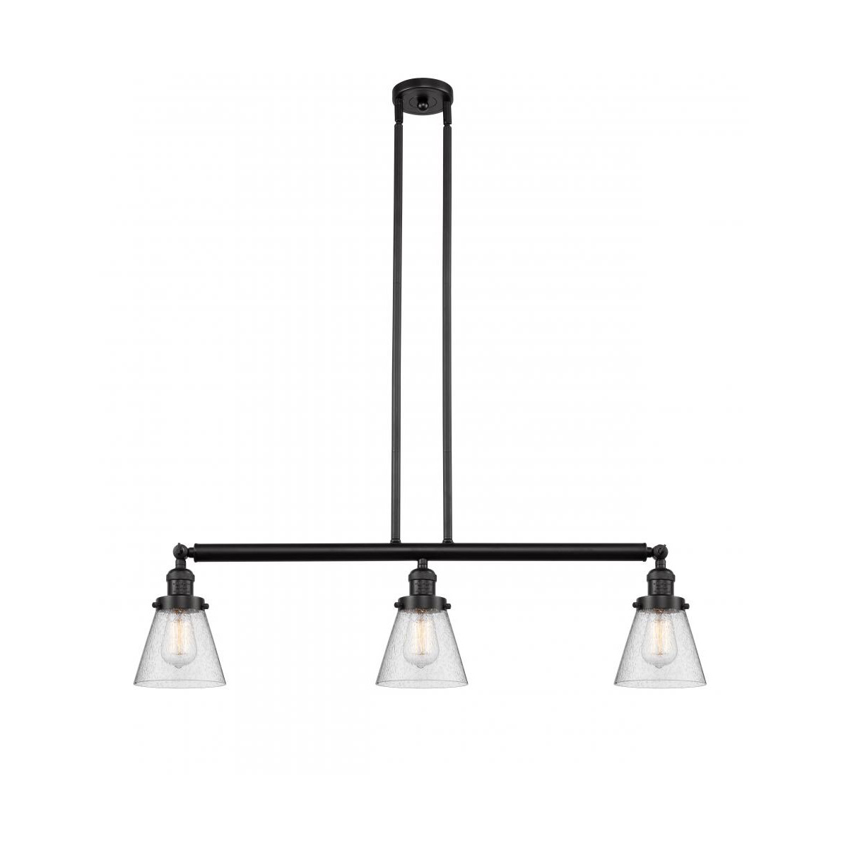 Innovations Lighting 213-OB-G64-LED Franklin Restoration Small Cone LED 39 inch Oil Rubbed Bronze Island Light Ceiling Light in Seedy Glass, Franklin 