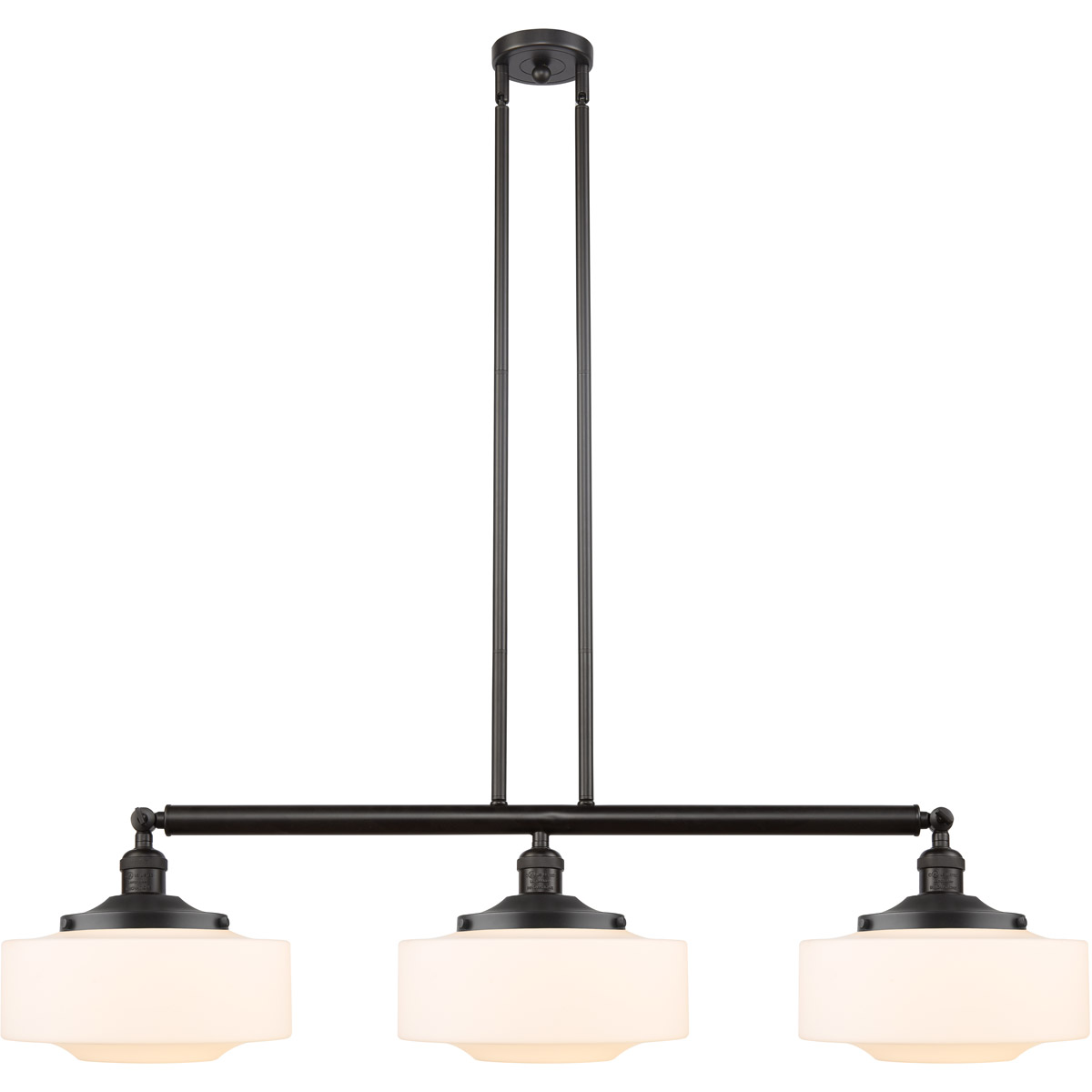 Innovations Lighting 213-AC-G694-12-LED Franklin Restoration Bridgeton LED 44 inch Antique Copper Island Light Ceiling Light in Seedy Glass