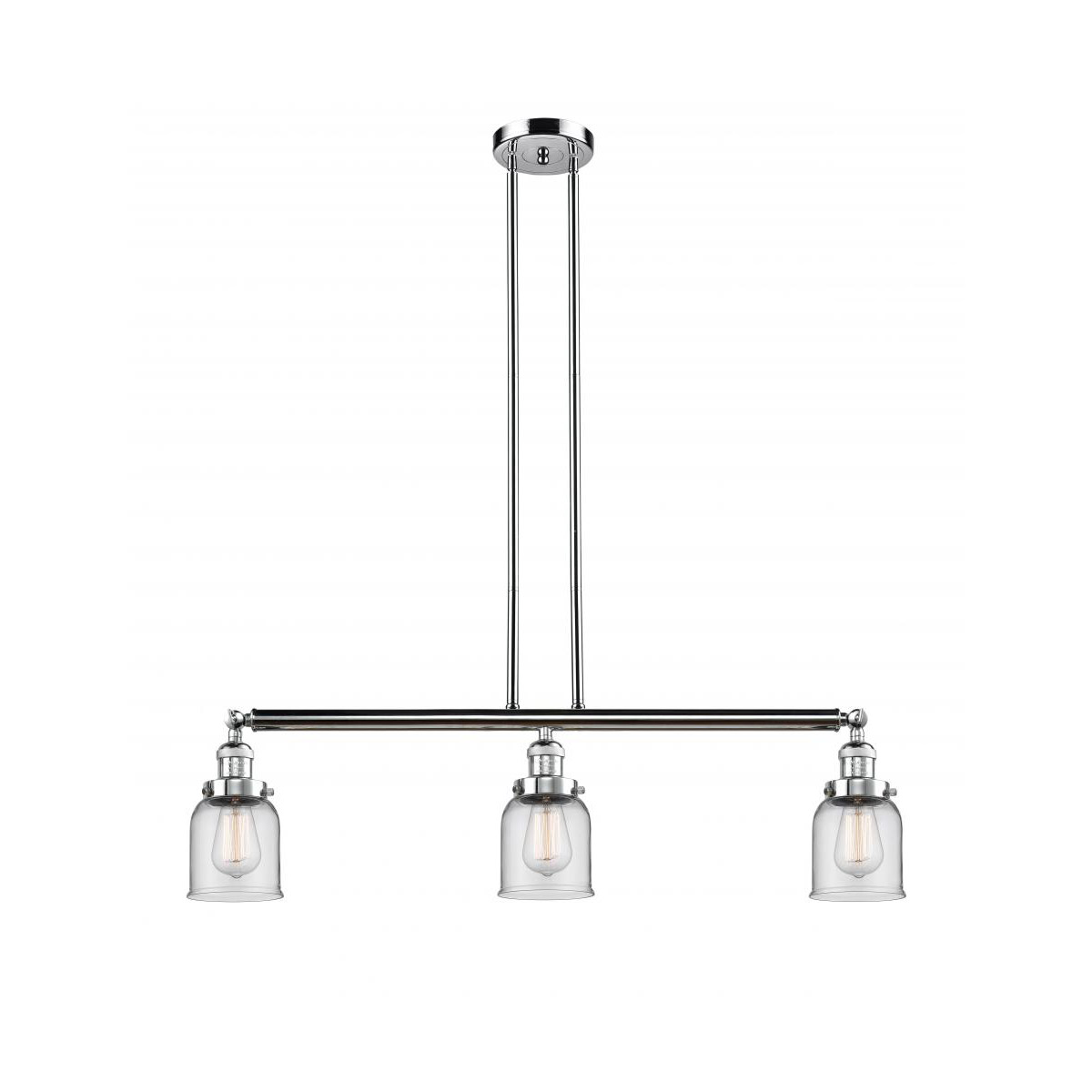 Innovations Lighting 213-PC-G52 Franklin Restoration Small Bell 3 Light 38 inch Polished Chrome Island Light Ceiling Light in Clear Glass, Franklin Re