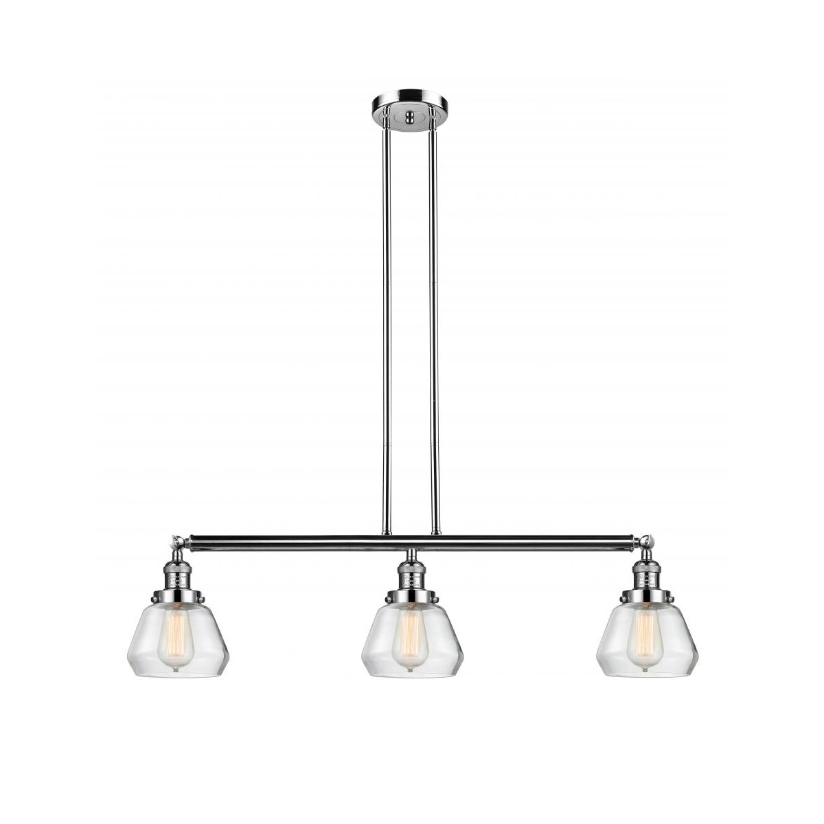 Innovations Lighting 213-PN-G172 Franklin Restoration Fulton 3 Light 39 inch Polished Nickel Island Light Ceiling Light in Clear Glass, Franklin Resto