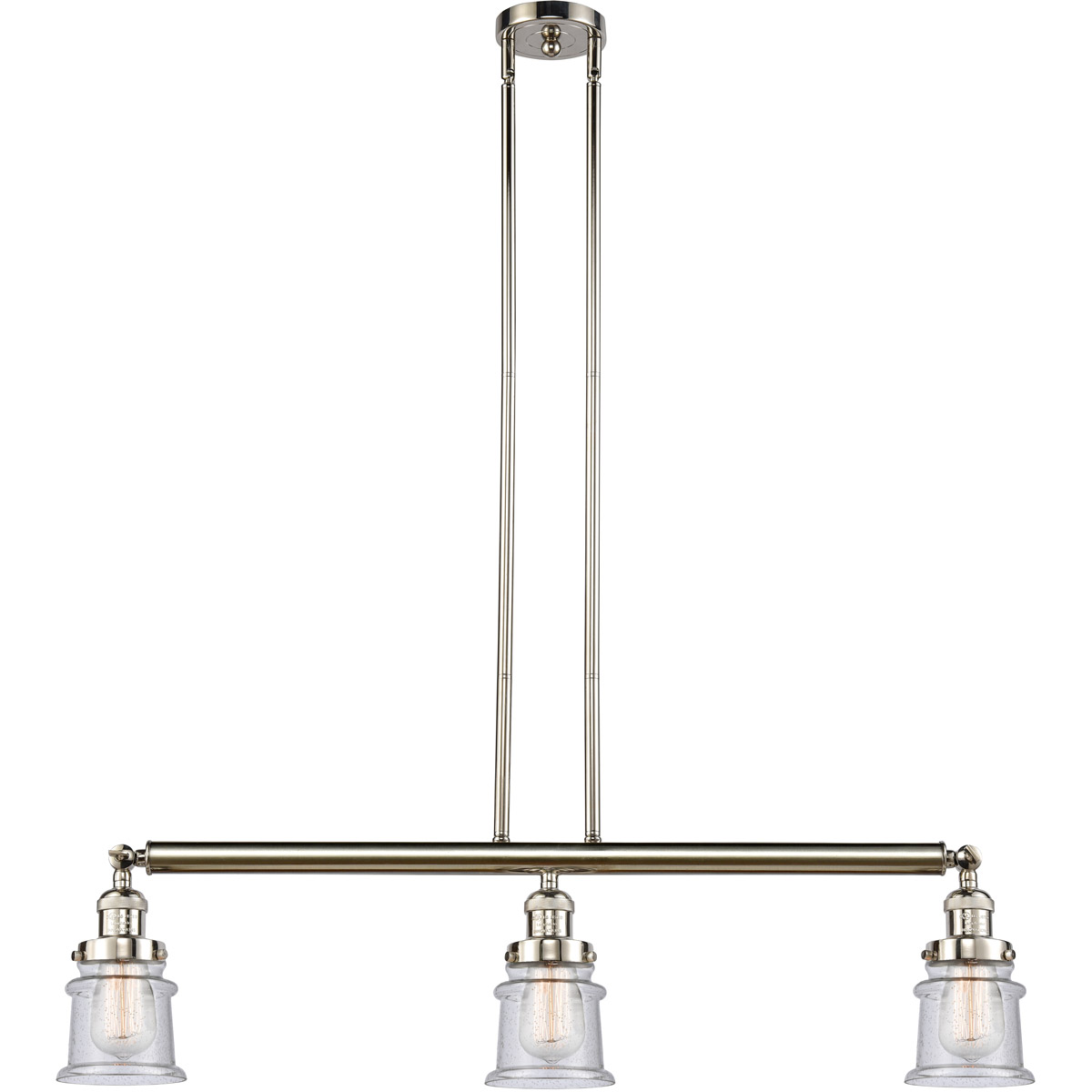 Innovations Lighting 213-PN-G184S Franklin Restoration Small Canton 3 Light 38.5 inch Polished Nickel Island Light Ceiling Light in Seedy Glass, Frank