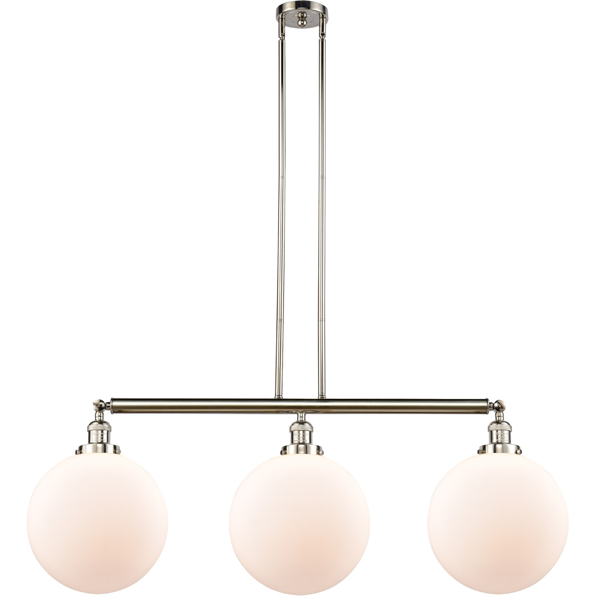 Innovations Lighting 213-PN-G201-12 Franklin Restoration XX-Large Beacon 3 Light 44 inch Polished Nickel Island Light Ceiling Light in Matte White Gla