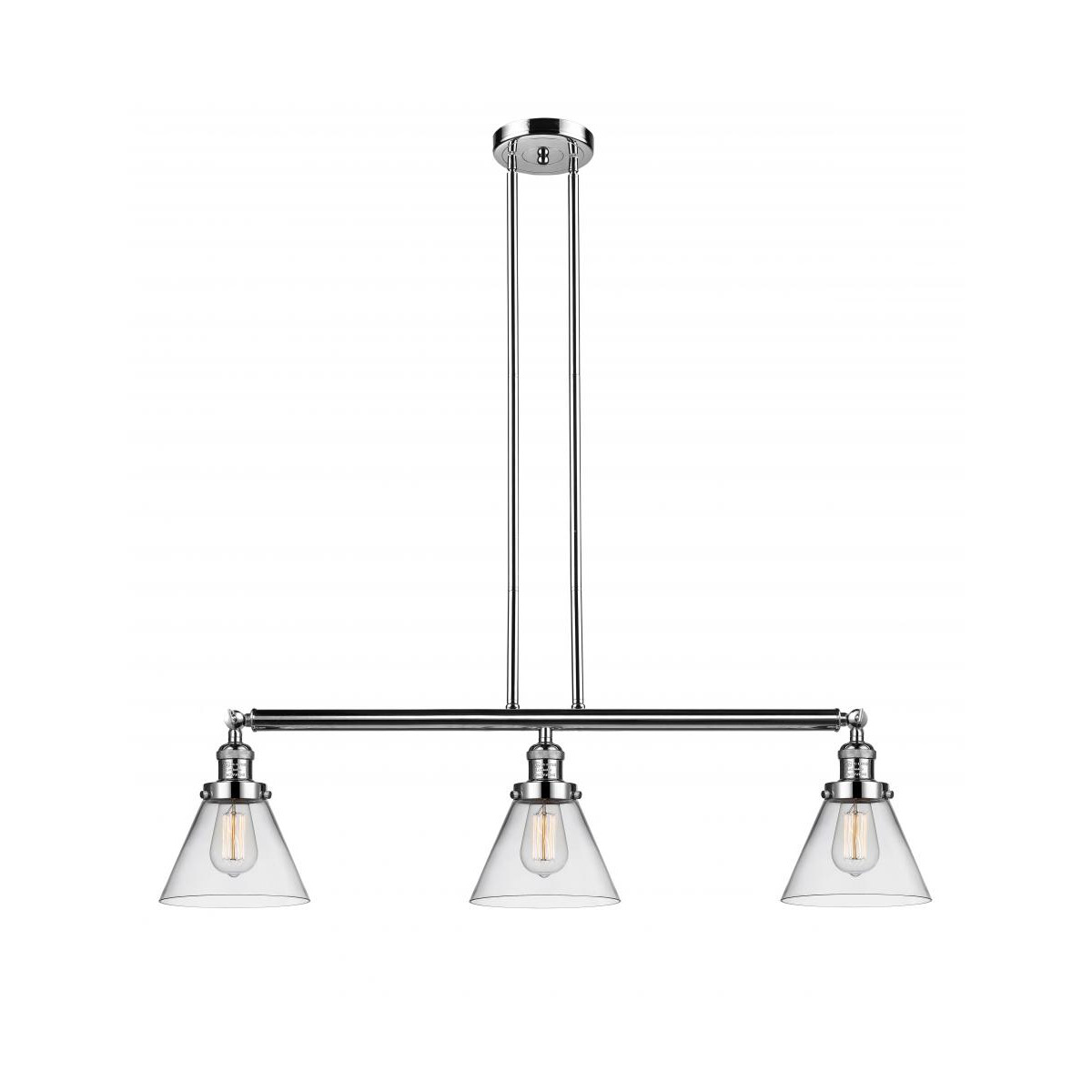 Innovations Lighting 213-PN-G42-LED Franklin Restoration Large Cone LED 40 inch Polished Nickel Island Light Ceiling Light in Clear Glass, Franklin Re