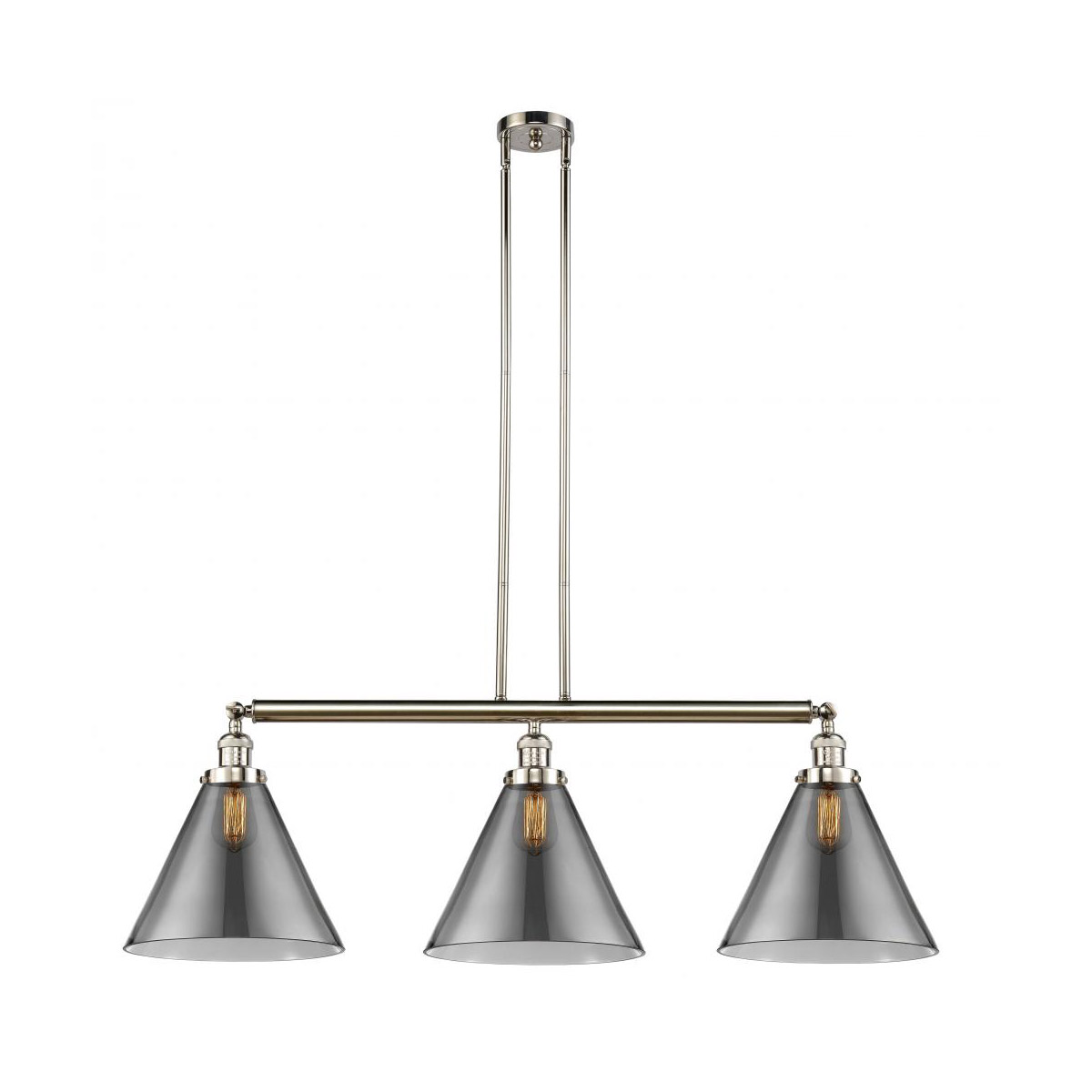 Innovations Lighting 213-PN-G43-L-LED Franklin Restoration X-Large Cone LED 44 inch Polished Nickel Island Light Ceiling Light in Plated Smoke Glass, 