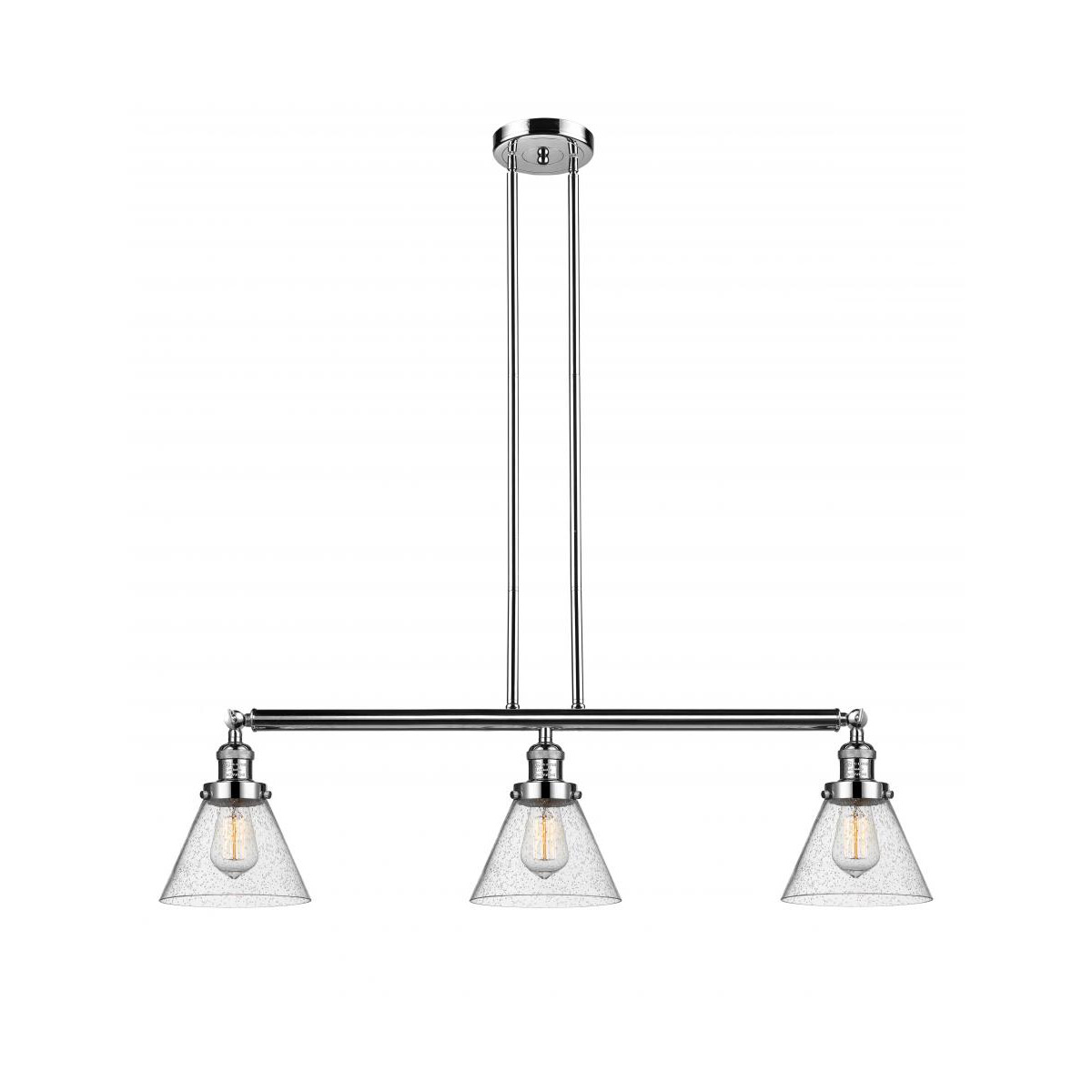 Innovations Lighting 213-PN-G44-LED Franklin Restoration Large Cone LED 40 inch Polished Nickel Island Light Ceiling Light in Seedy Glass, Franklin Re