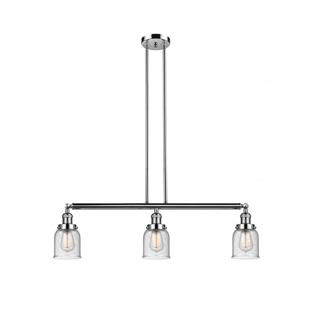 Innovations Lighting 213-PN-G54 Franklin Restoration Small Bell 3 Light 38 inch Polished Nickel Island Light Ceiling Light in Seedy Glass, Franklin Re