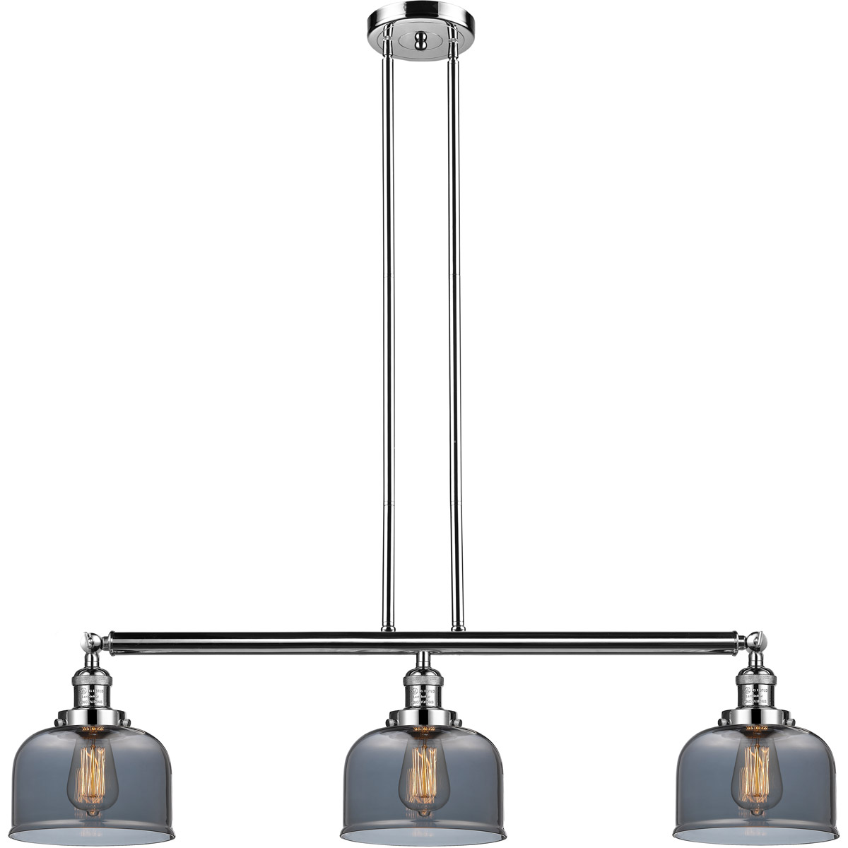 Innovations Lighting 213-PN-G73-LED Franklin Restoration Large Bell LED 41 inch Polished Nickel Island Light Ceiling Light in Plated Smoke Glass, Fran
