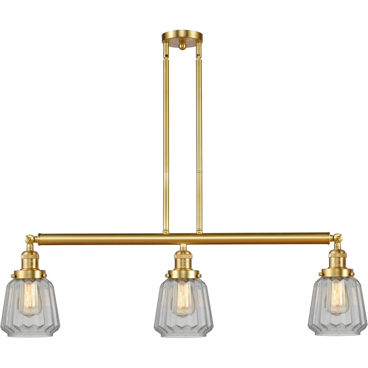 Innovations Lighting 213-SG-G142-LED Franklin Restoration Chatham LED 39 inch Satin Gold Island Light Ceiling Light in Clear Glass, Franklin Restorati