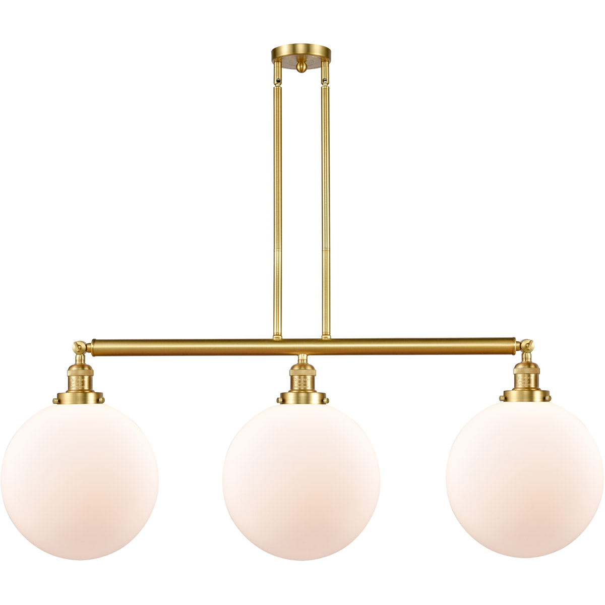 Innovations Lighting 213-SG-G201-12-LED Franklin Restoration XX-Large Beacon LED 44 inch Satin Gold Island Light Ceiling Light in Matte White Glass, F