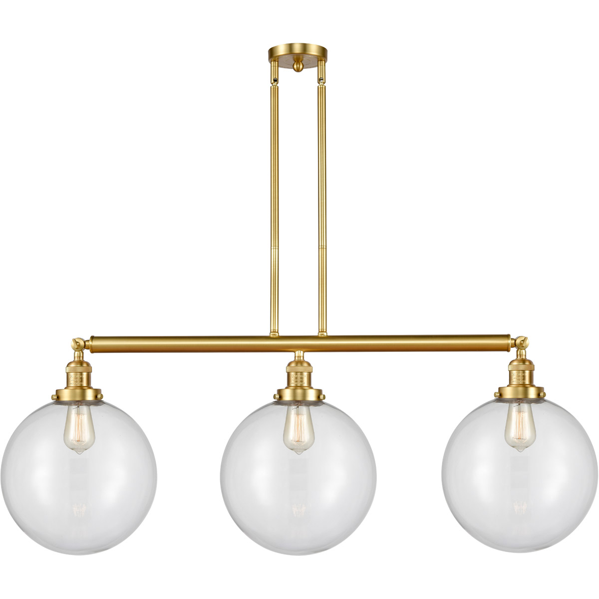 Innovations Lighting 213-SG-G202-12 Franklin Restoration XX-Large Beacon 3 Light 44 inch Satin Gold Island Light Ceiling Light in Clear Glass, Frankli