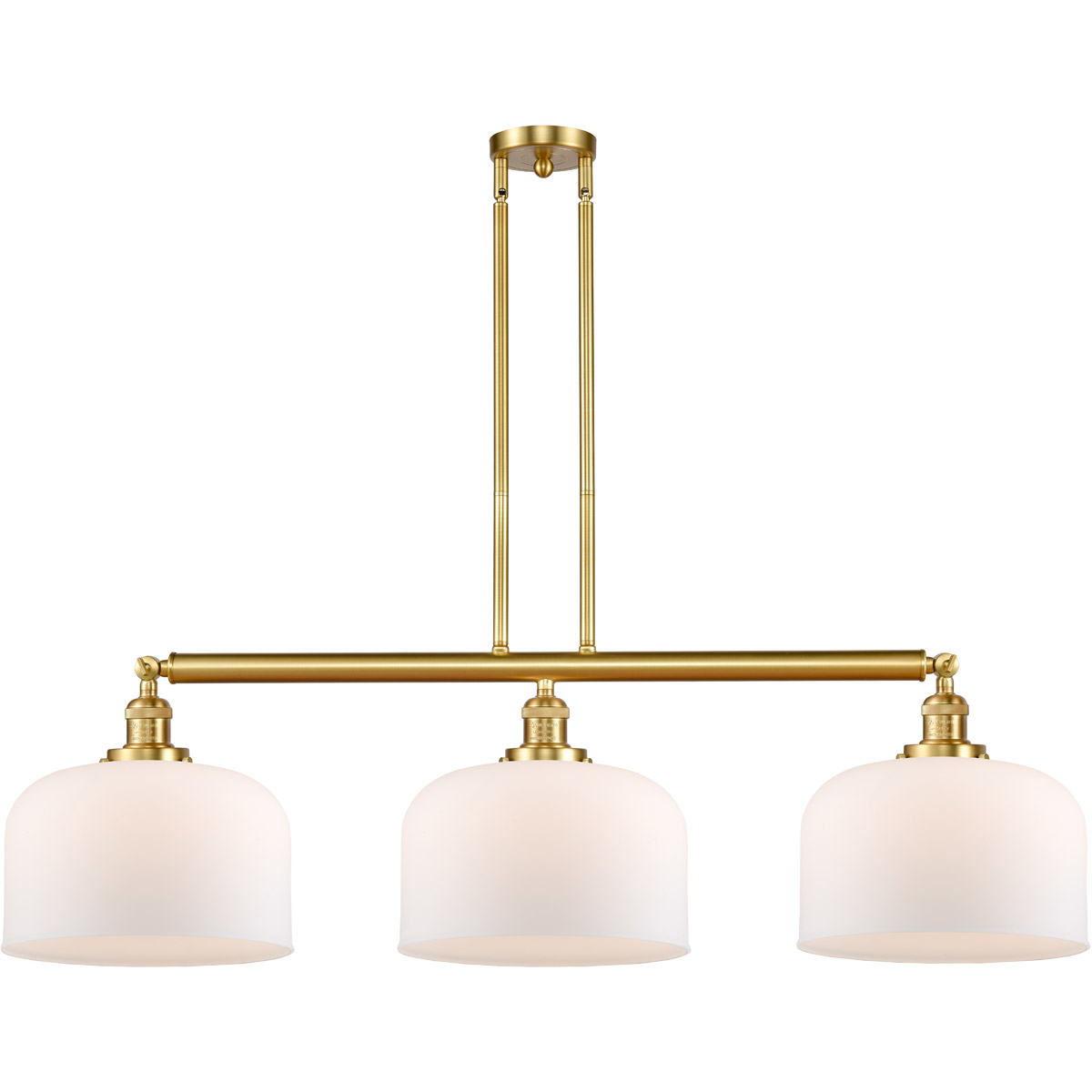 Innovations Lighting 213-SG-G71-L Franklin Restoration X-Large Bell 3 Light 42 inch Satin Gold Island Light Ceiling Light in Matte White Glass, Frankl