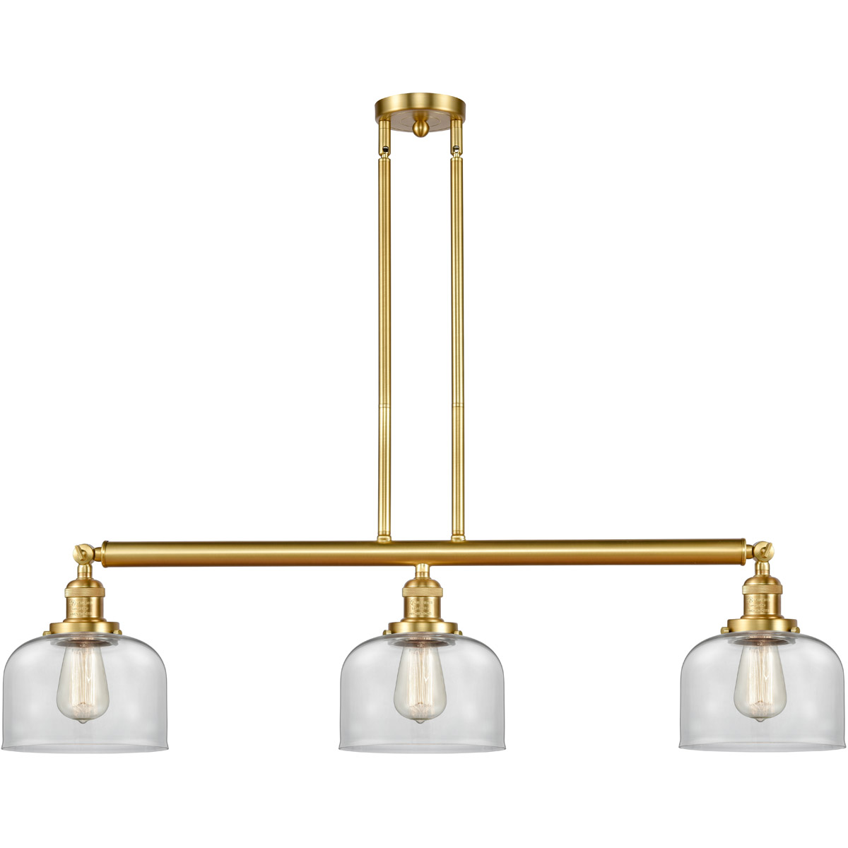 Innovations Lighting 213-SG-G72-LED Franklin Restoration Large Bell LED 41 inch Satin Gold Island Light Ceiling Light in Clear Glass, Franklin Restora
