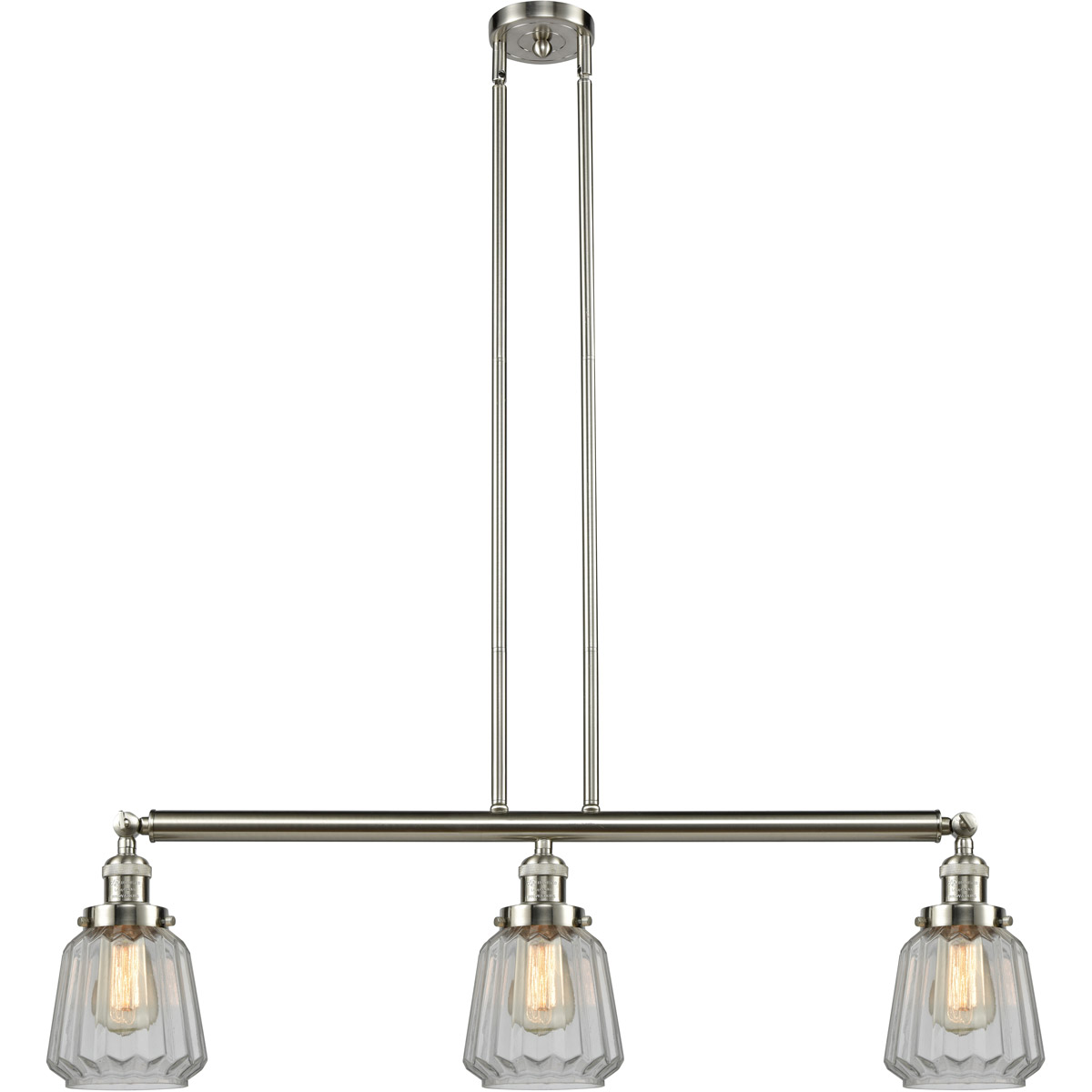 Innovations Lighting 213-SN-G142-LED Franklin Restoration Chatham LED 39 inch Brushed Satin Nickel Island Light Ceiling Light in Clear Glass, Franklin