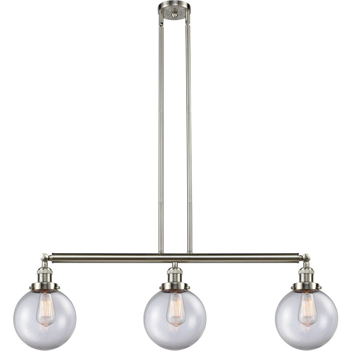 Innovations Lighting 213-SN-G202-8 Franklin Restoration Large Beacon 3 Light 41 inch Brushed Satin Nickel Island Light Ceiling Light in Clear Glass, F