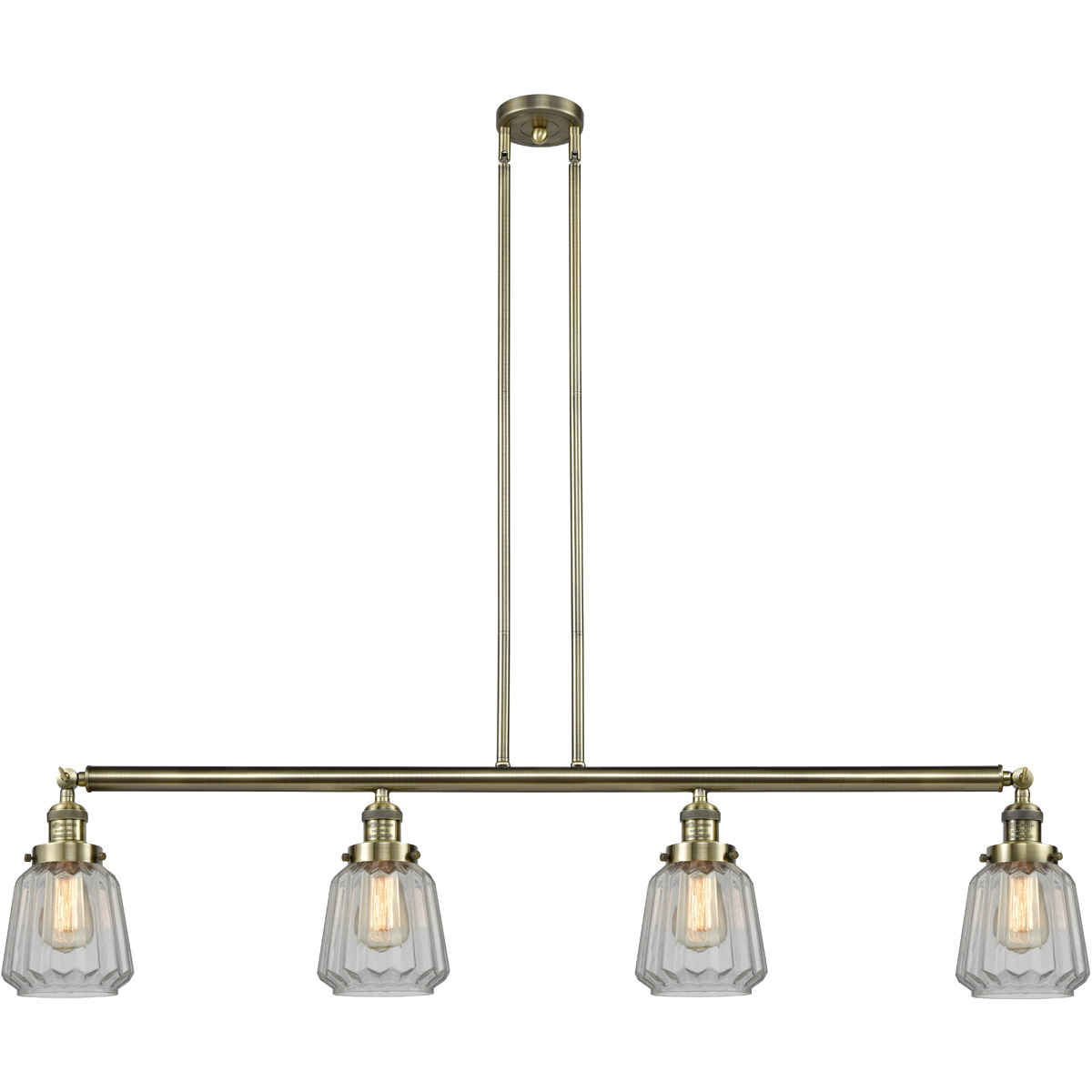 Innovations Lighting 214-AB-G142 Franklin Restoration Chatham 4 Light 50.88 inch Antique Brass Island Light Ceiling Light in Clear Glass, Franklin Res