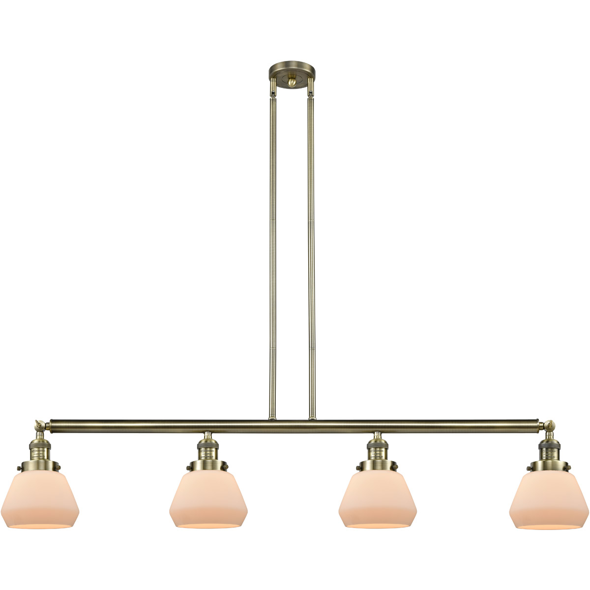 Innovations Lighting 214-AB-G171 Franklin Restoration Fulton 4 Light 51.38 inch Antique Brass Island Light Ceiling Light in Matte White Glass, Frankli