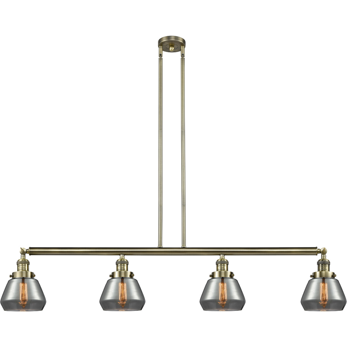 Innovations Lighting 214-AB-G173-LED Franklin Restoration Fulton LED 51.38 inch Antique Brass Island Light Ceiling Light in Plated Smoke Glass, Frankl