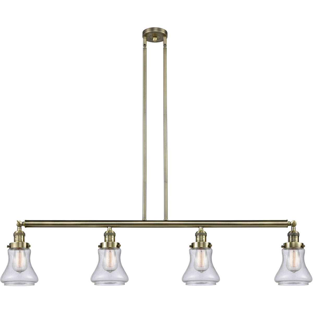Innovations Lighting 214-AB-G194-LED Franklin Restoration Bellmont LED 50.88 inch Antique Brass Island Light Ceiling Light in Seedy Glass, Franklin Re